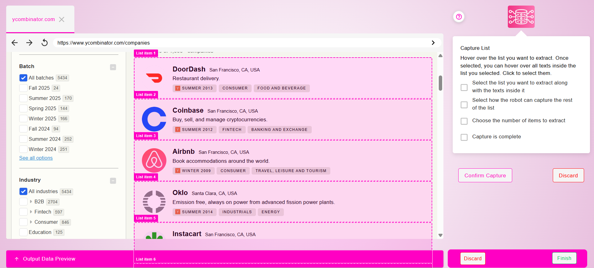 Capture lists of data from webpages with Maxun